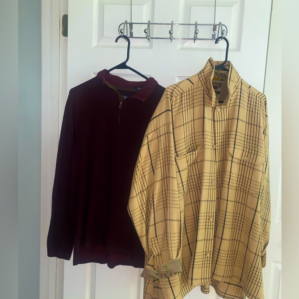 Two XL Polo Long Sleeve. One is Chaps and one is Coach.